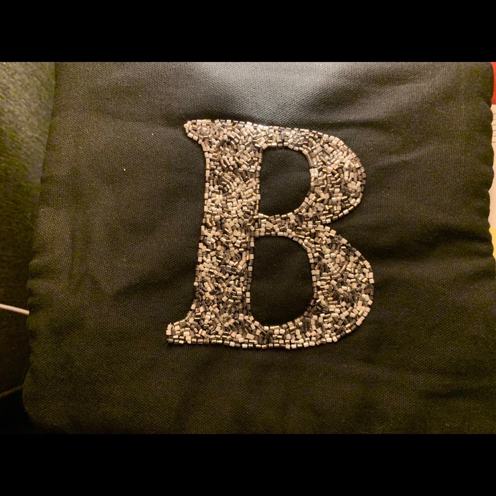 Monogrammed “B” (with beads) on a Black Bag